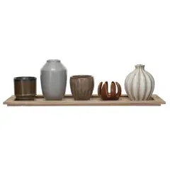 Hello Honey&reg; Stoneware Votive Candle Holders & Wood Tray Set
