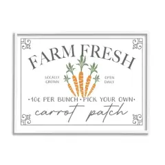 Stupell Industries Farm Fresh Carrot Patch Seasonal Springtime Vegetables Framed Giclee Art White