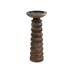 10" Hand-Carved Mango Wood Candle Holder