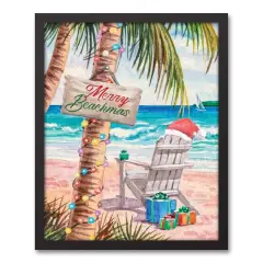 22" Merry Beachmas Christmas Black Framed Wall Canvas