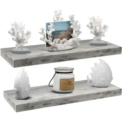 Sorbus 23.7" Extra Long Decorative Floating Shelves, 2ct. Gray