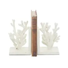 7" Coral Metal Bookend Set White