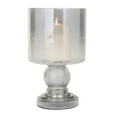 Black Glass Traditional Candle Holder, 10" x 6" x 6"