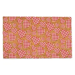 Checkered Heart Pattern Doormat