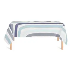 102" Abstract Blue Stripes Tablecloth