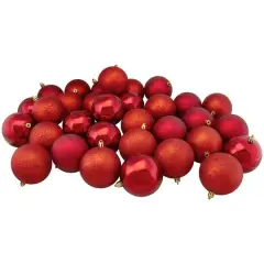 32ct. 3.25" 4-Finish Red Shatterproof Ball Ornaments
