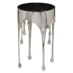 24" Silver Contemporary Aluminum Accent Table