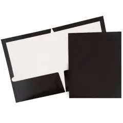JAM Paper Laminated 2-Pocket Glossy Folders, 6ct. Black