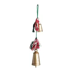 Hello Honey&reg; 19" Hanging Metal Bells with Braided Cotton & Fabric Remnants Hanger