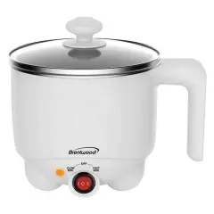 Brentwood White 1.1qt. 400 Watt Stainless Steel Electric Hot Pot Cooker & Food Steamer