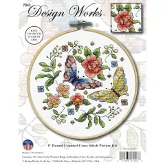 Design Works&trade; 8'' Round Butterfly Counted Cross Stitch Kit
