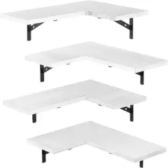 White Rustic Floating Corner Storage Shelf Set
