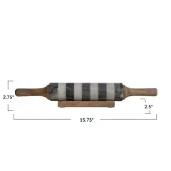 Hello Honey&reg; 16" Striped Marble Rolling Pin with Wood Stand