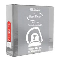 BAZIC&reg; Slant D Ring 2-Pocket View Binder Gray