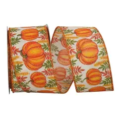 Reliant 2.5" x 10yd. Faux Linen Wired Pumpkin Patch Sparkle Ribbon