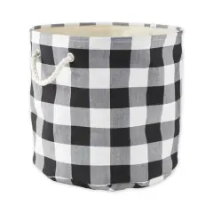 DII&reg; Large Round White/Black Buffalo Check Polyester Bin