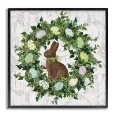 Stupell Industries Spring Easter Egg Wreath Framed Giclee Art Gray