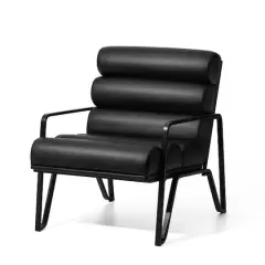 Glitzhome&reg; 26.7" Black Wavy Faux Leather Accent Armchair