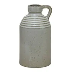 11.75" Cream Washed Rustic Ceramic Jug Vase
