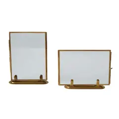 Hello Honey&reg; 2 Pack Glass & Brass Photo Frames with Stands