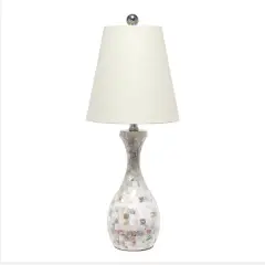 Lalia Home 25" Curved Mosaic Seashell Table Lamp with Chrome Accents