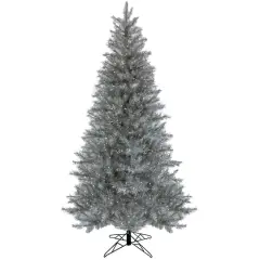 7.5ft. Pre-Lit Crystal Silver Metallic Artificial Christmas Tree, Multicolor LED Lights