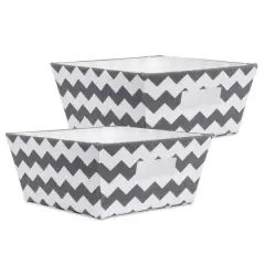 Gray Polyester Chevron Trapezoid Bin Set