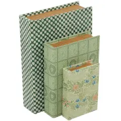 Green Faux Leather Faux Book Box Set