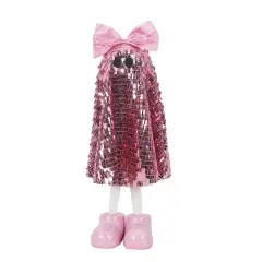 17" Standing Sequin Fabric Ghost with Bow Tabletop D&eacute;cor by Ashland&reg; Pink