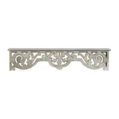 White Wood Farmhouse Wall Shelf, 10" x 48" x 8"
