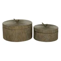 Set of 2" Bronze Metal Vintage Decorative Jar, 6", 7.25"