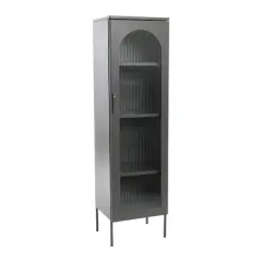 Hello Honey&reg; Solstice 5ft. Tall Metal Accent Cabinet with Arched Glass Door Gray