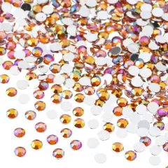 John Bead Acrylic Round Flat Back Rhinestones, 4mm Orange AB