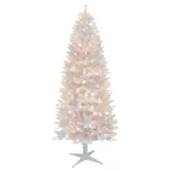 7ft. Pre-Lit White Carson Artificial Pine Christmas Tree, Clear Lights