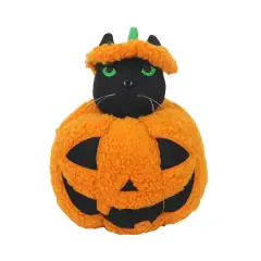 7.25" Stuffed Black Cat Jack-o'-Lantern Tabletop D&eacute;cor by Ashland&reg;