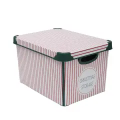 Simplify Christmas Stripe Design Green Ornament Storage Tote Bin