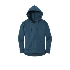 District&reg; Perfect Weight&reg; Women's Fleece Drop Shoulder Full-Zip Hoodie Heathered Poseidon Blue