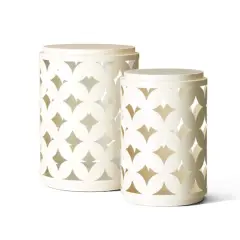 Glitzhome&reg; Modern Heavy Duty Metal Frame Side Table Set Cream White