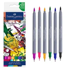 Faber-Castell&reg; Goldfaber Aqua 6 Color Graffiti Dual Tip Watercolor Marker Set