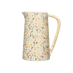 Hello Honey&reg; 6.75" Stoneware Pitcher with Rattan Wrapped Handle