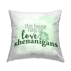 Stupell Industries This House Love & Shenanigans Shamrock, This House Love & Shenanigans Shamrock Outdoor Printed Pillow