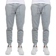 Galaxy by Harvic Men's Fleece-Lined Jogger Sweatpants 2 Pack Heather Gray/Heather Gray