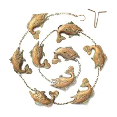 Glitzhome&reg; 8.5ft. Faux Copper Patina Finish Fish Shaped Rain Chain