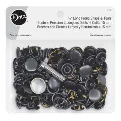 Dritz&reg; Long Prong Snaps & Tools, 36 Sets Black