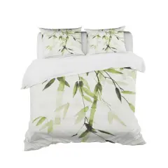 Designart 'Simplist Bamboo Leaves II' Cottage Bedding Set - Duvet Cover & Shams