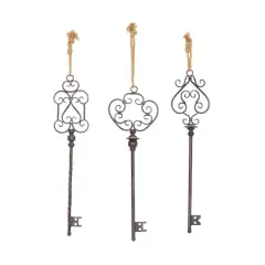 31" Black Metal Skeleton Key Industrial Wall D&eacute;cor Set