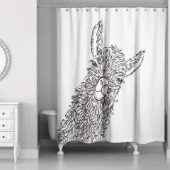 Sketch Llama Sweet Cheeks 71" x 74" Shower Curtain