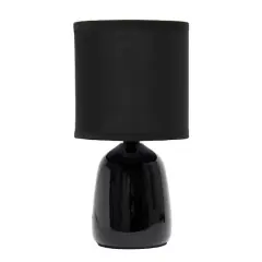 Simple Designs 10" Thimble Base Ceramic Table Lamp Black