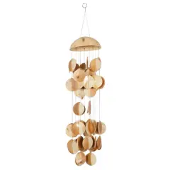 17" Coconut Shells Coastal Windchime Gold