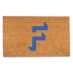 Blue Shadow Monogram Natural Coir Doormat F